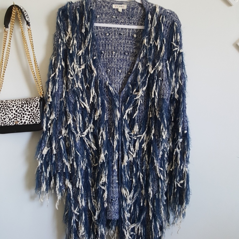Oversized Boho fringe long sweater cardigan poncho